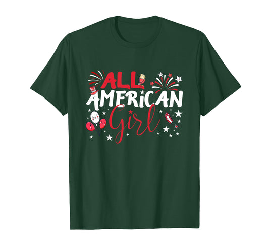 All American Girl for Independence Day | Girls Patriotic T-Shirt