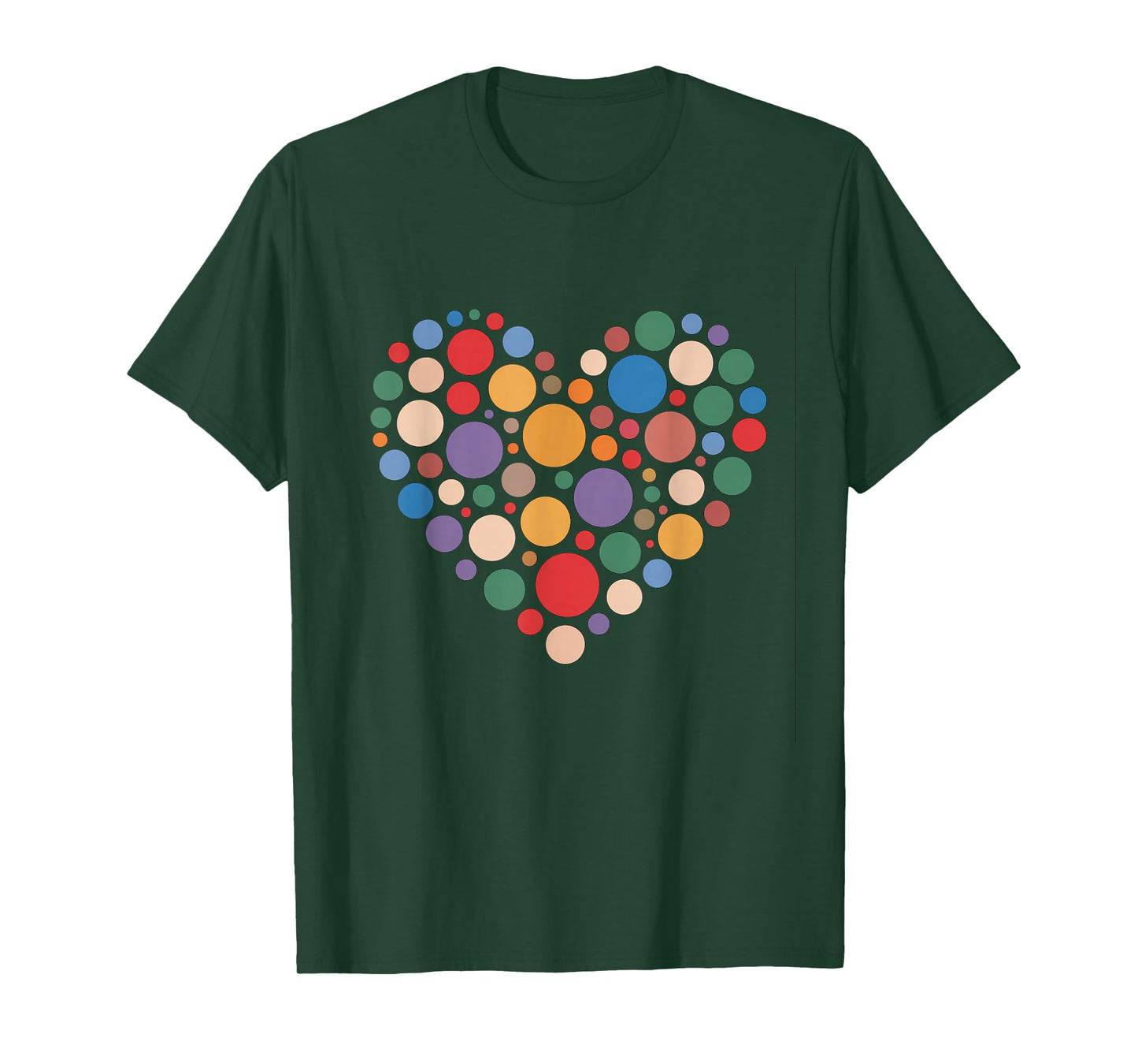 Colorful Rainbow Polka Dot Heart T-Shirt