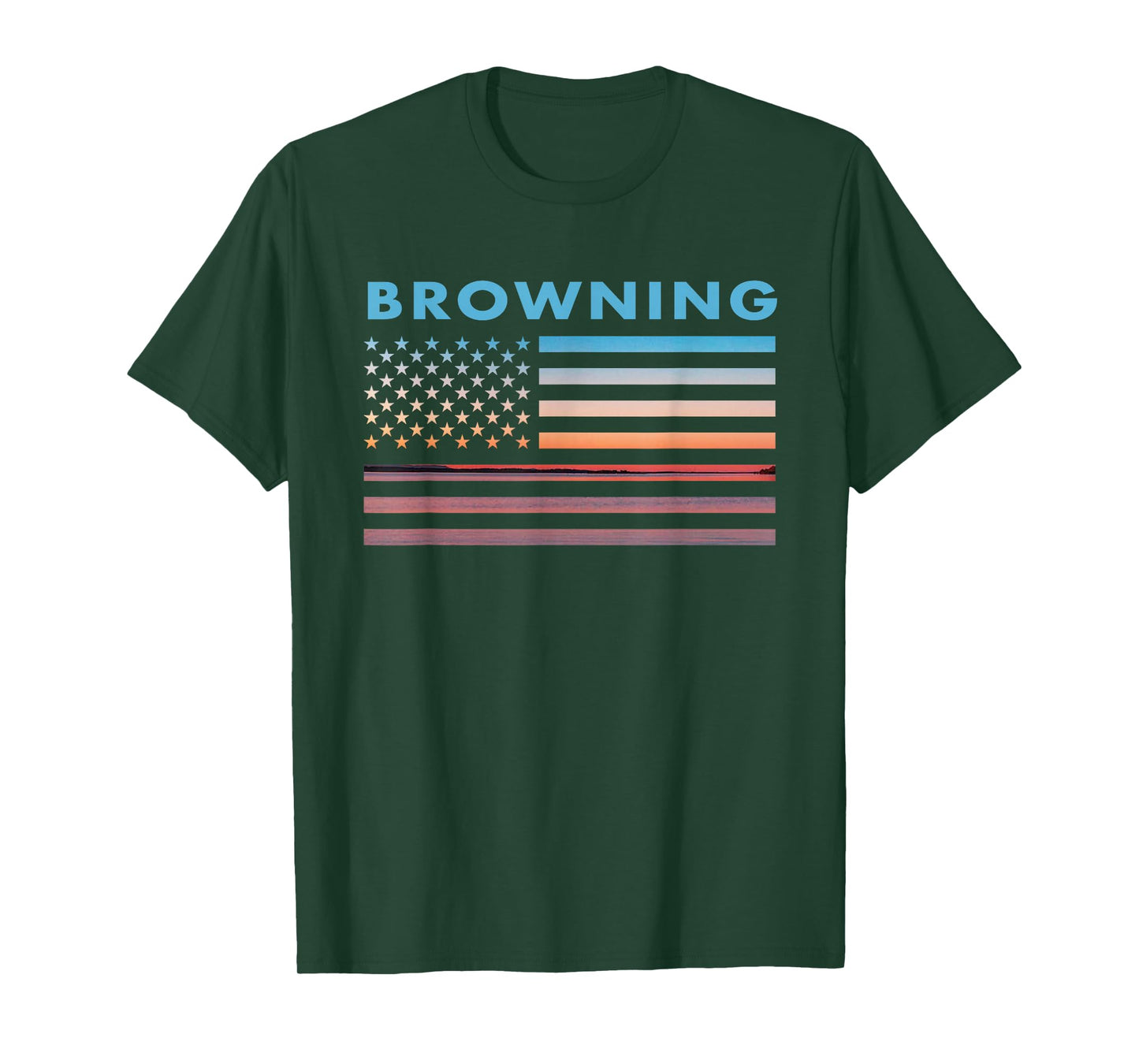 Vintage Sunset American Flag Browning, Montana T-Shirt