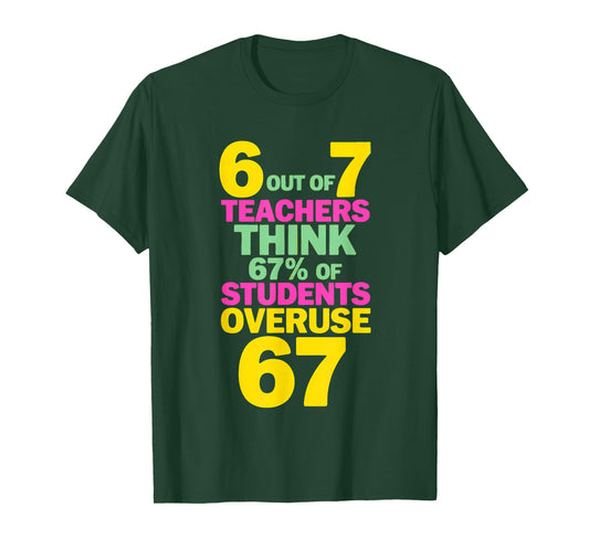 67 Teacher - Teacher 6 7 Overuse 67 T-Shirt