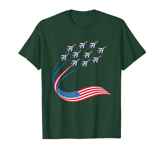 American Patriotic Fighter Jets USA Flag 4th of July T-Shirt