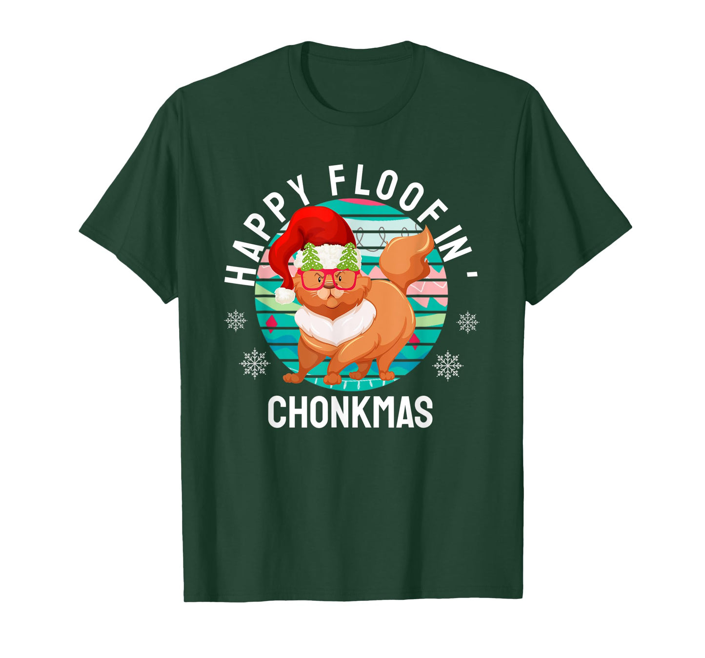 Happy Floofin Chonkmas Funny Cat Christmas T-Shirt