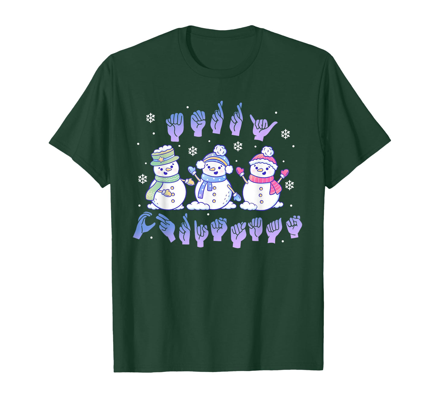 ASL Christmas Snowmen Merry Christmas Sign Language T-Shirt