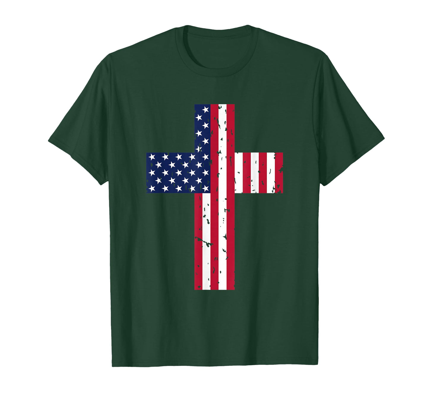 Cross USA Flag Christian Religious US America Faith Graphic T-Shirt