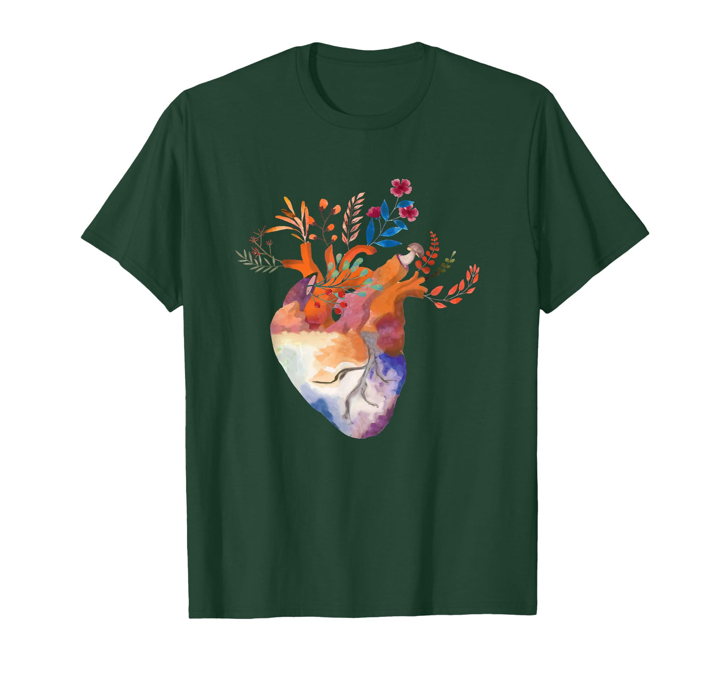Anatomical Floral Heart Cardiology Medical Cardiac Nurse T-Shirt