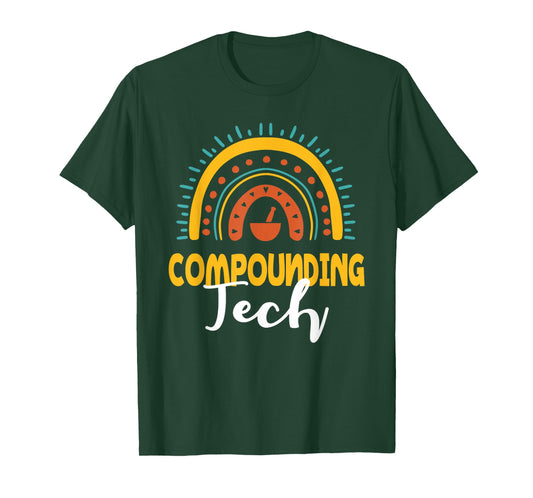 Compounding Tech Boho Rainbow Apparel Pharmacy Assistant T-Shirt