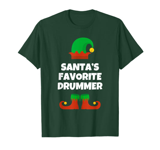 Santas Favorite Drummer Christmas Funny Pj Drums Drumming T-Shirt