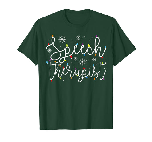 Cute Christmas Speech Therapist X-mas Light Festive SLP T-Shirt