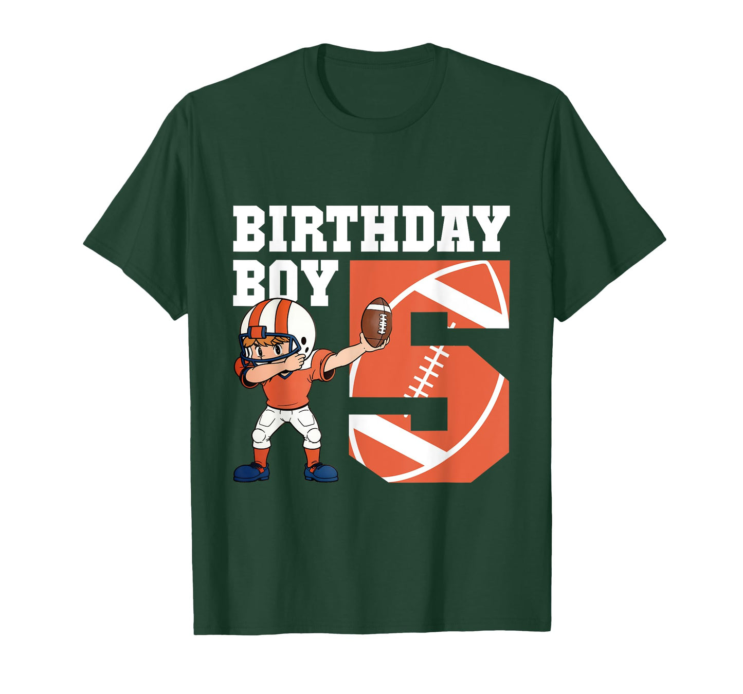 5th Birthday Boy Football Player Dabbing 5 Years Old Kids T-Shirt