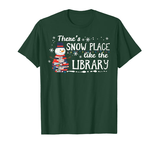 Christmas Theme Snow Place Like Library Xmas Librarian Women T-Shirt