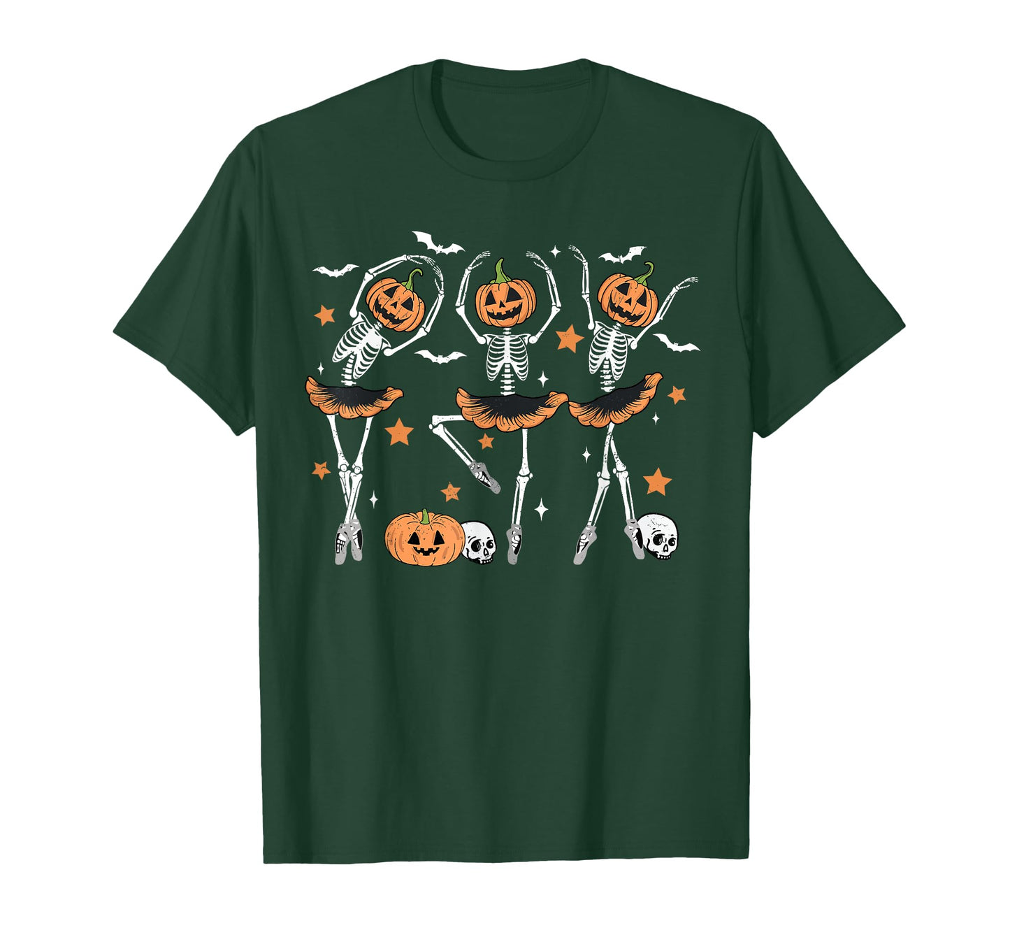 Ballet Pumpkin Skeleton Scary Halloween Men Women Boys Girl T-Shirt