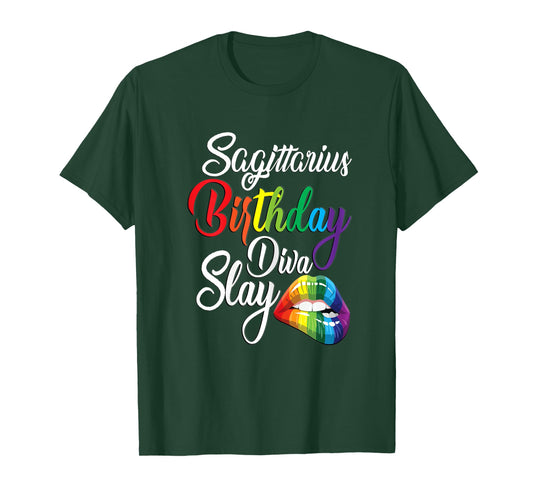 Womens Rainbow Lip November-December Girl Sagittarius Birthday Mode T-Shirt