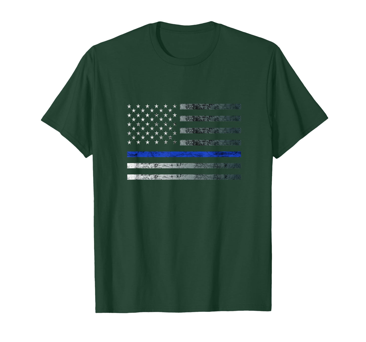 Thin Blue Line Police Officer Law Heroic Flag American Flag T-Shirt