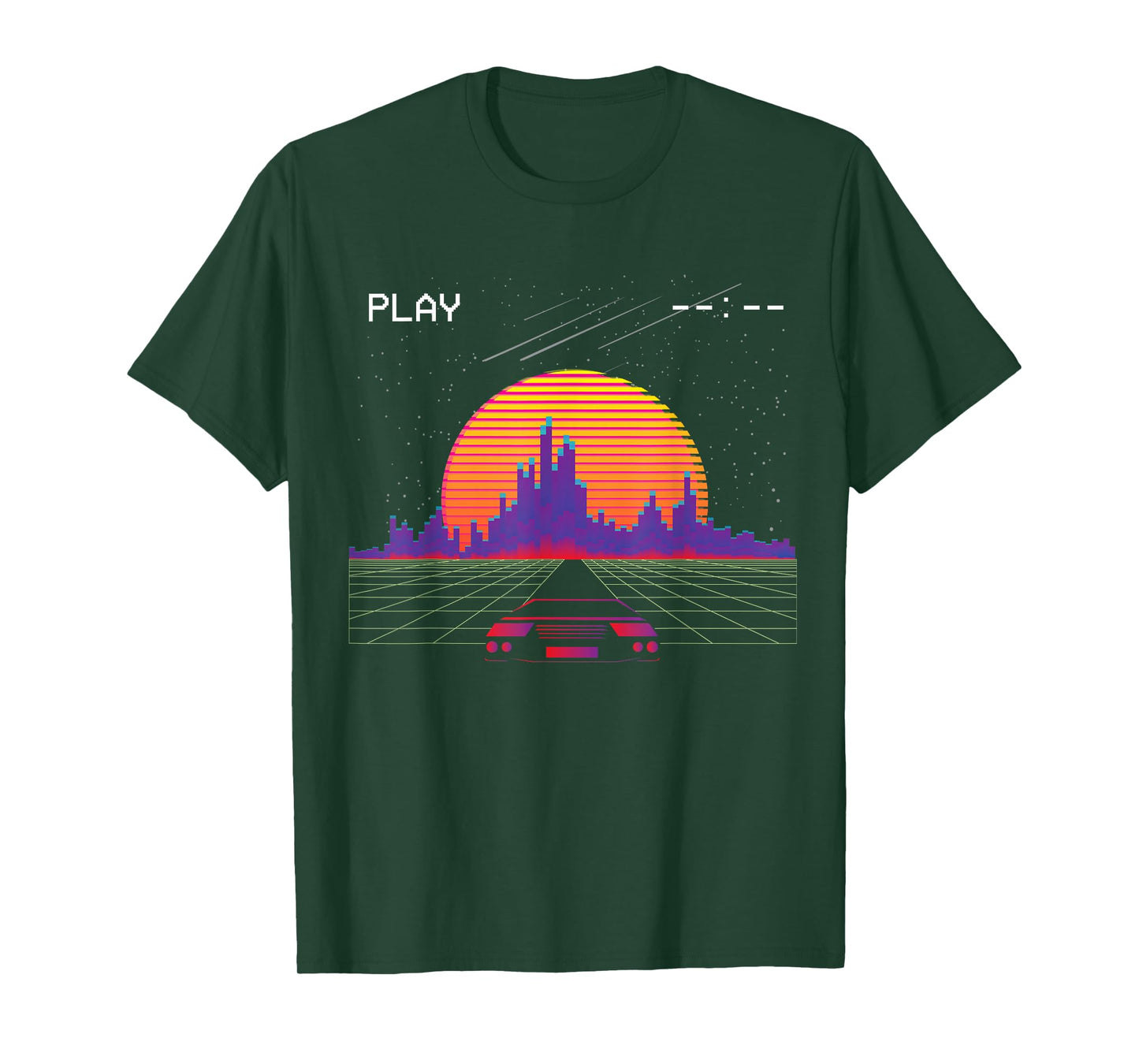 Cyberpunk Outrun synthwave Sunset Fast car Aesthetic t Shirt T-Shirt