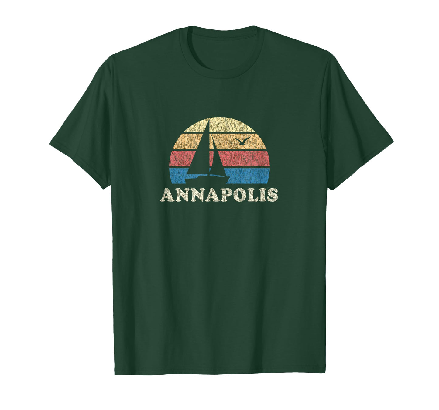 Annapolis MD T-Shirt Vintage Sailboat 70s Throwback Sunset T-Shirt