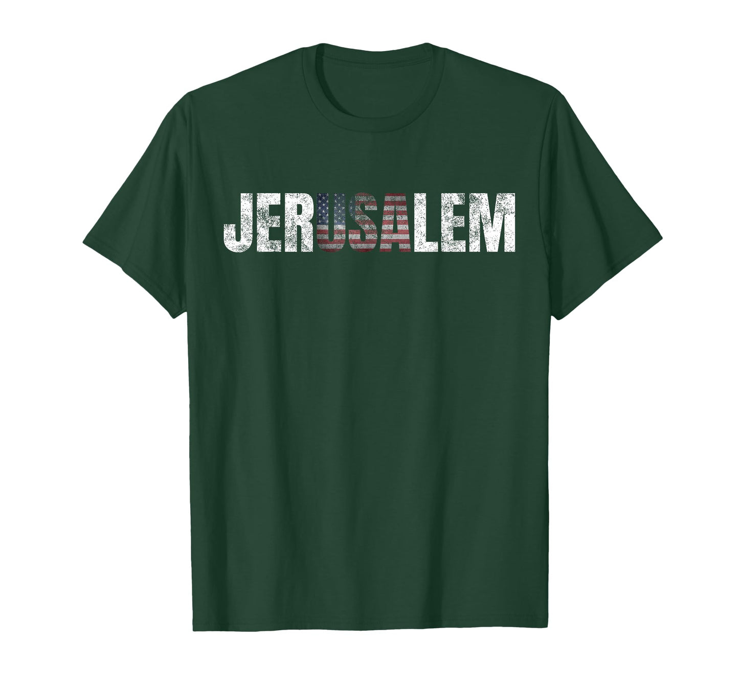 Distressed Jerusalem Jewish Israeli Gift American Flag T-Shirt