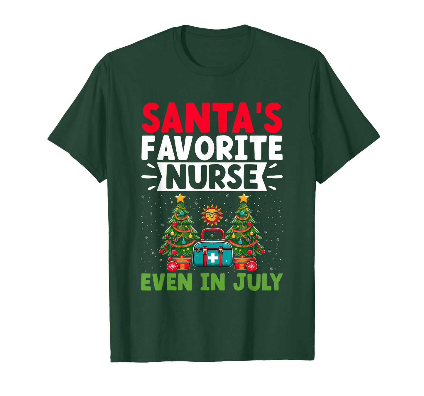 Christmas In July Nurse Santa Hat Summer Medical RN T-Shirt