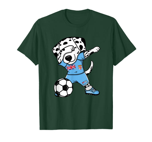 Dabbing Dalmatian Fiji Soccer Fans Jersey Fijian Football T-Shirt