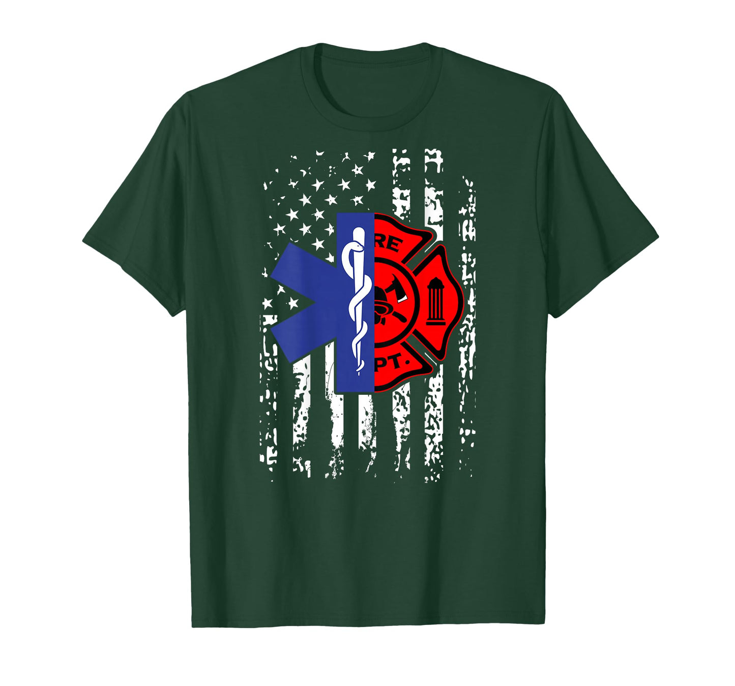 EMT Firefighter Shirt Firefighter American Flag Back Print Women Girls Kids Men T-Shirt