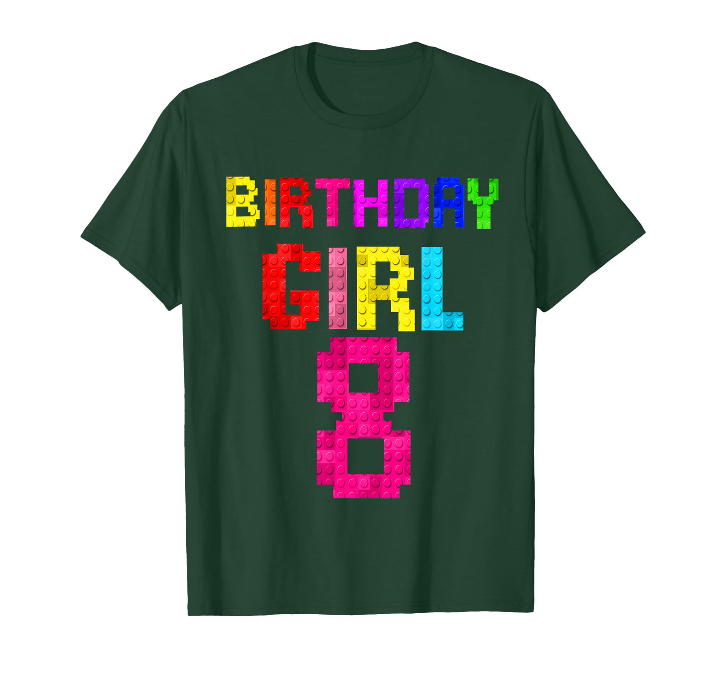 Kids 8th Birthday Girl 8 Years Old Building Blocks Builder T-Shirt