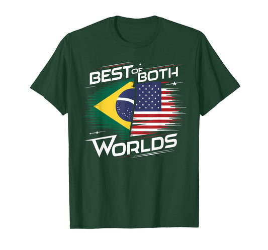 Half Brazilian Half American USA Flag Brazil America T-Shirt