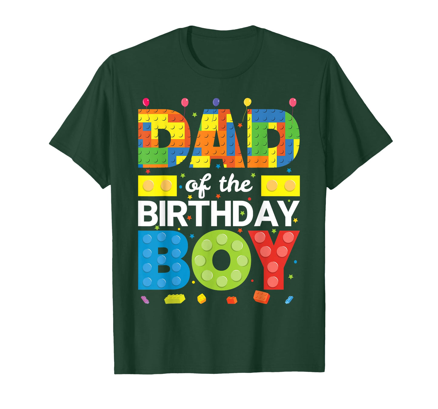 Dad Of The Birthday Boy Kid Block Building Brick Builder T-Shirt