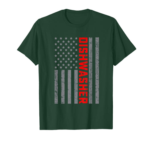 American Flag Dishwasher US Flag Vintage Tee For Men Dad T-Shirt