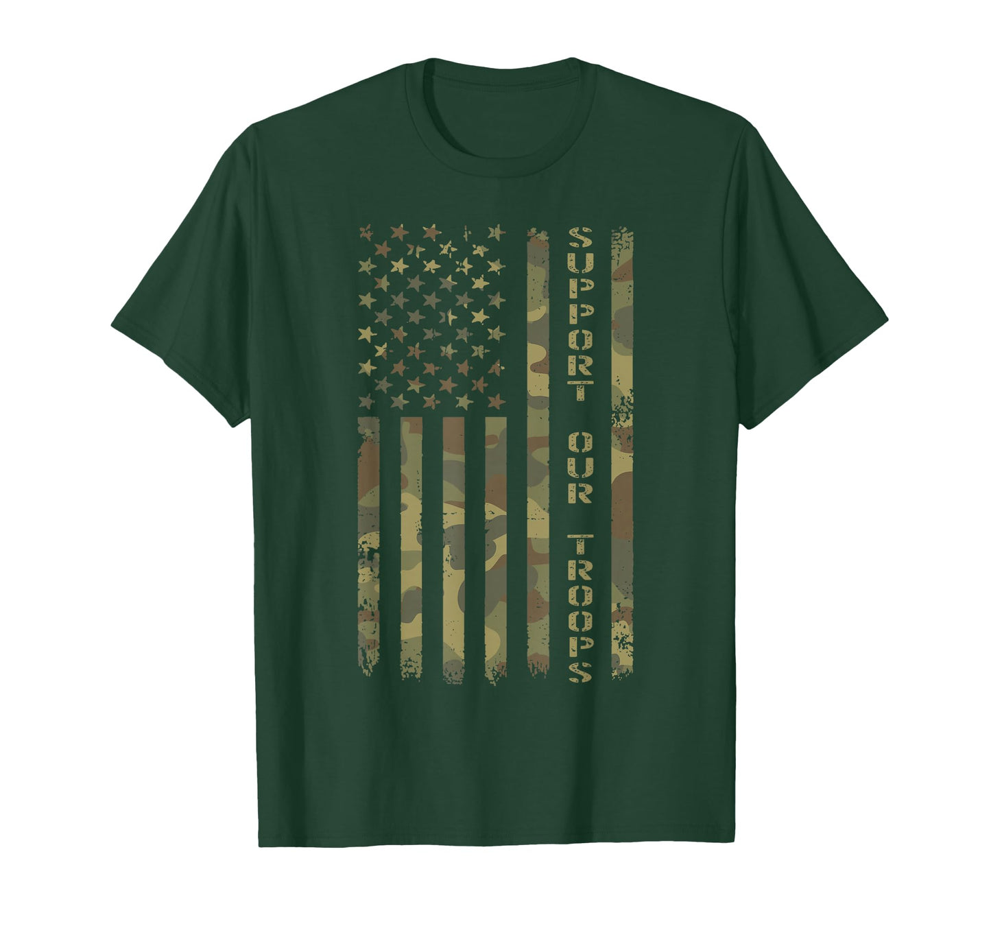 Vintage Support Our Troops USA Flag Veteran's & Memorial Day T-Shirt