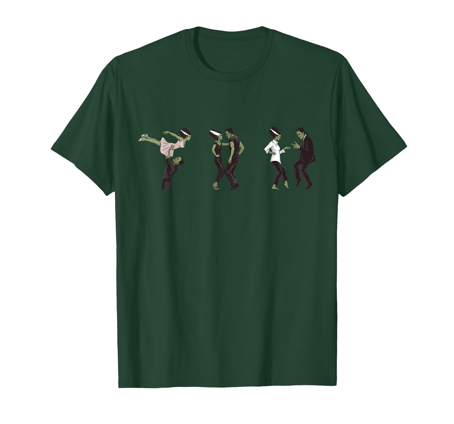 Funny Retro Frankenstein Monster and Bride Dancing Halloween T-Shirt
