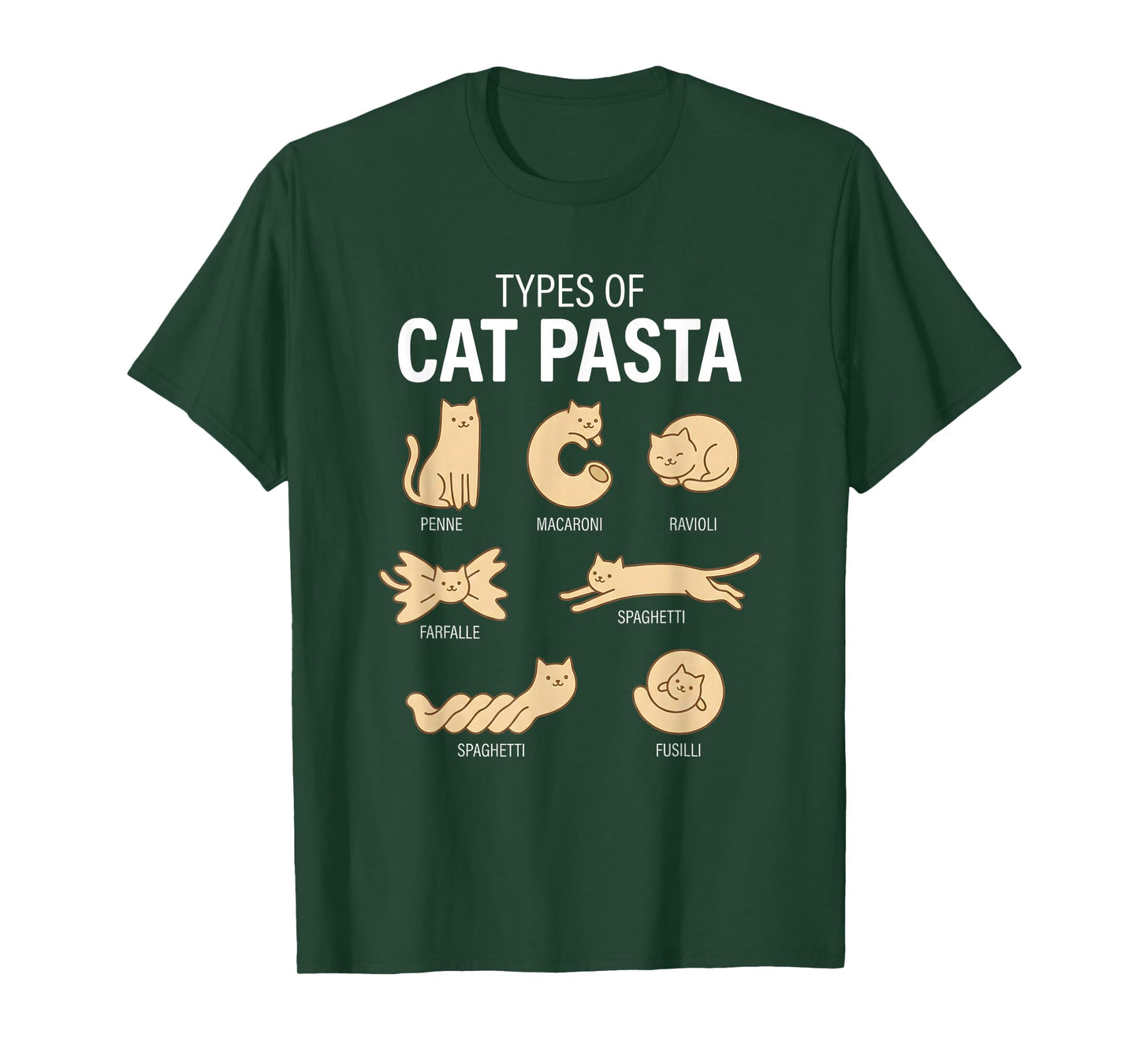 Funny Types of Cat Pasta Cute Kawaii Cat Lover Men Women T-Shirt