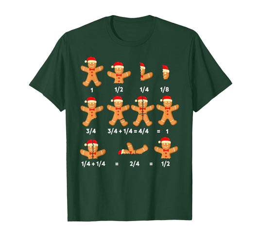 Christmas Math Teacher Equation Gingerbread Cookie Santa Hat Men Women Kids T-Shirt
