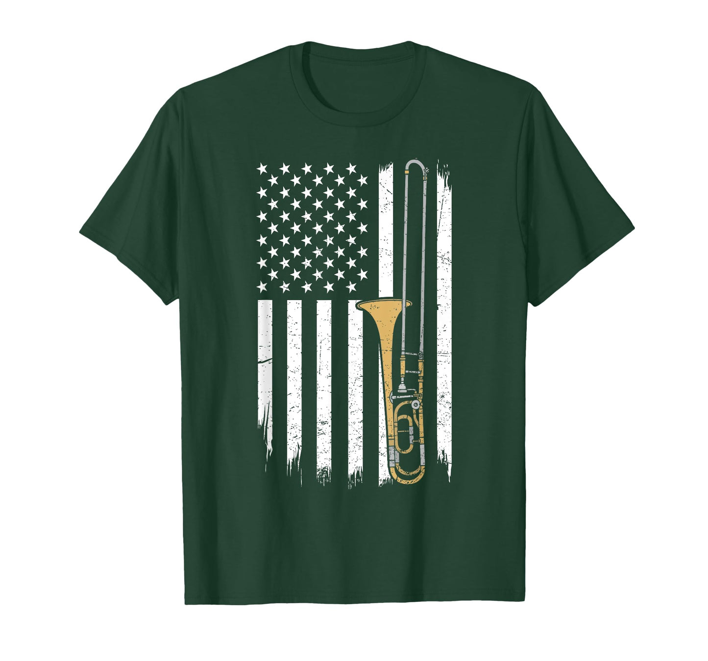 Trombone Flag American US Patriotic Trombonist Marching Band T-Shirt