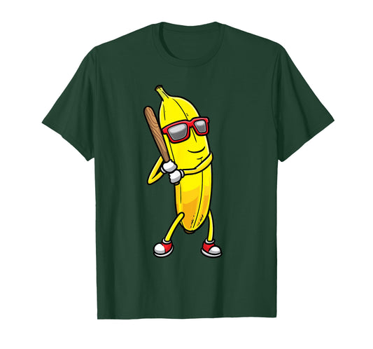 Banana Playing Baseball Fruit Lover Baseball Player T-Shirt
