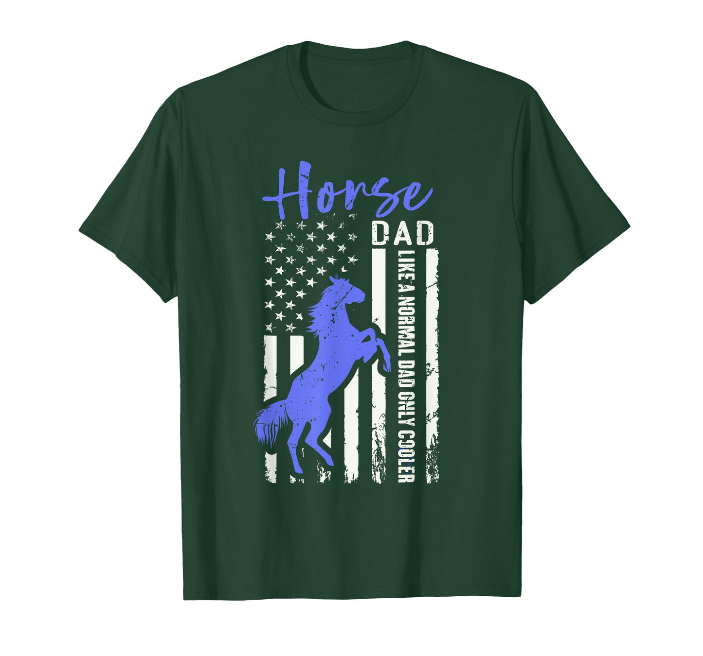 Funny Horse Dad American Flag Cool Equestrian Daddy Humor T-Shirt for Men