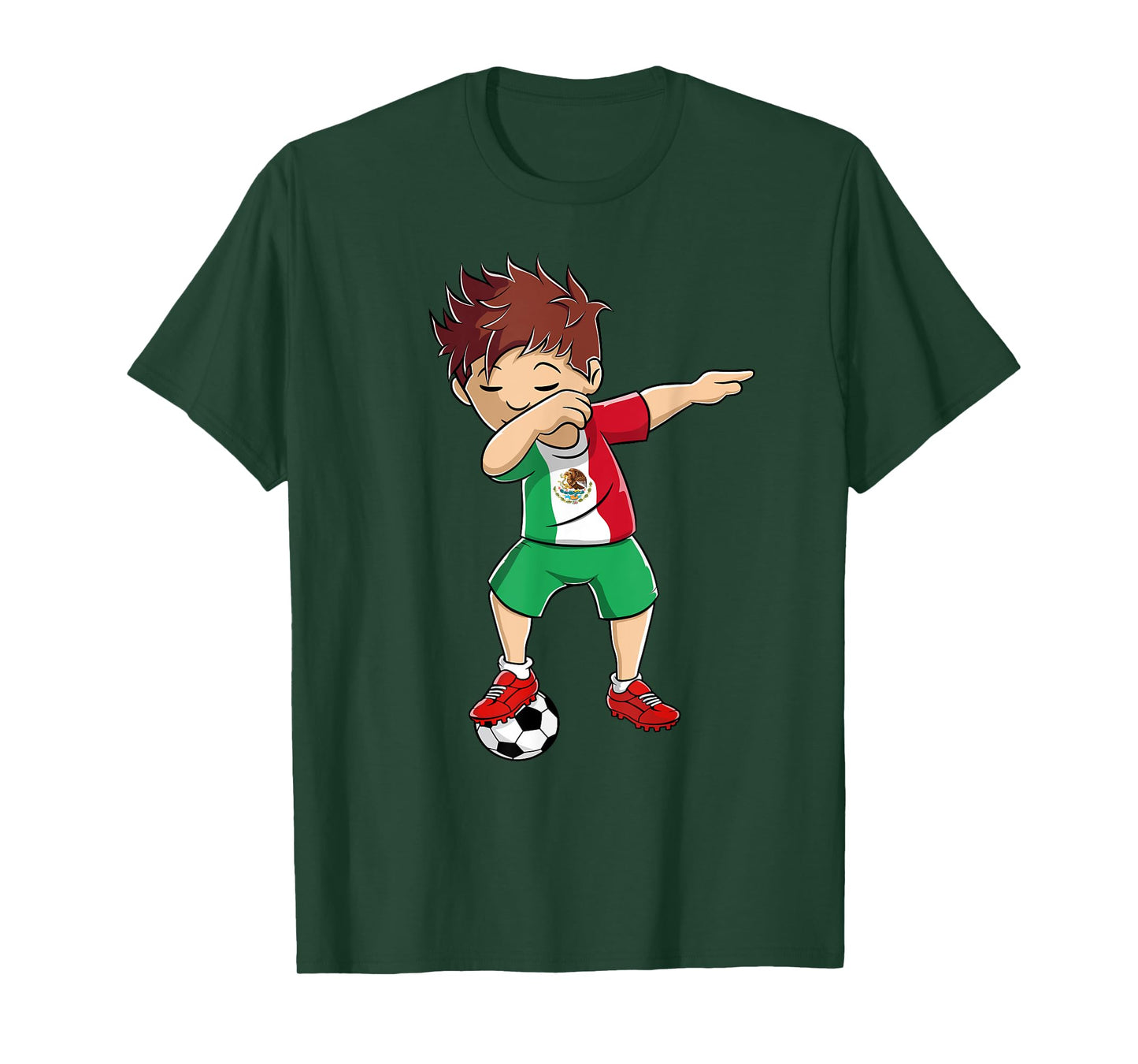 Dabbing Soccer Boy Mexico Shirt | Mexican Soccer Flag Jersey T-Shirt