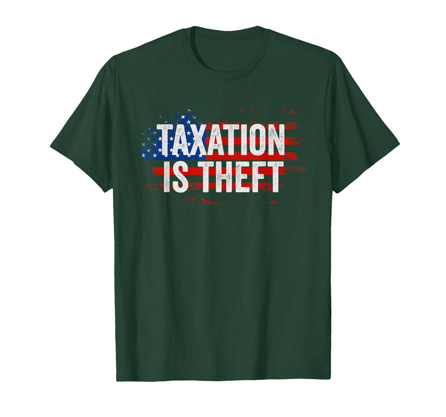 Libertarian Gift American Flag Taxation Is Theft T-Shirt