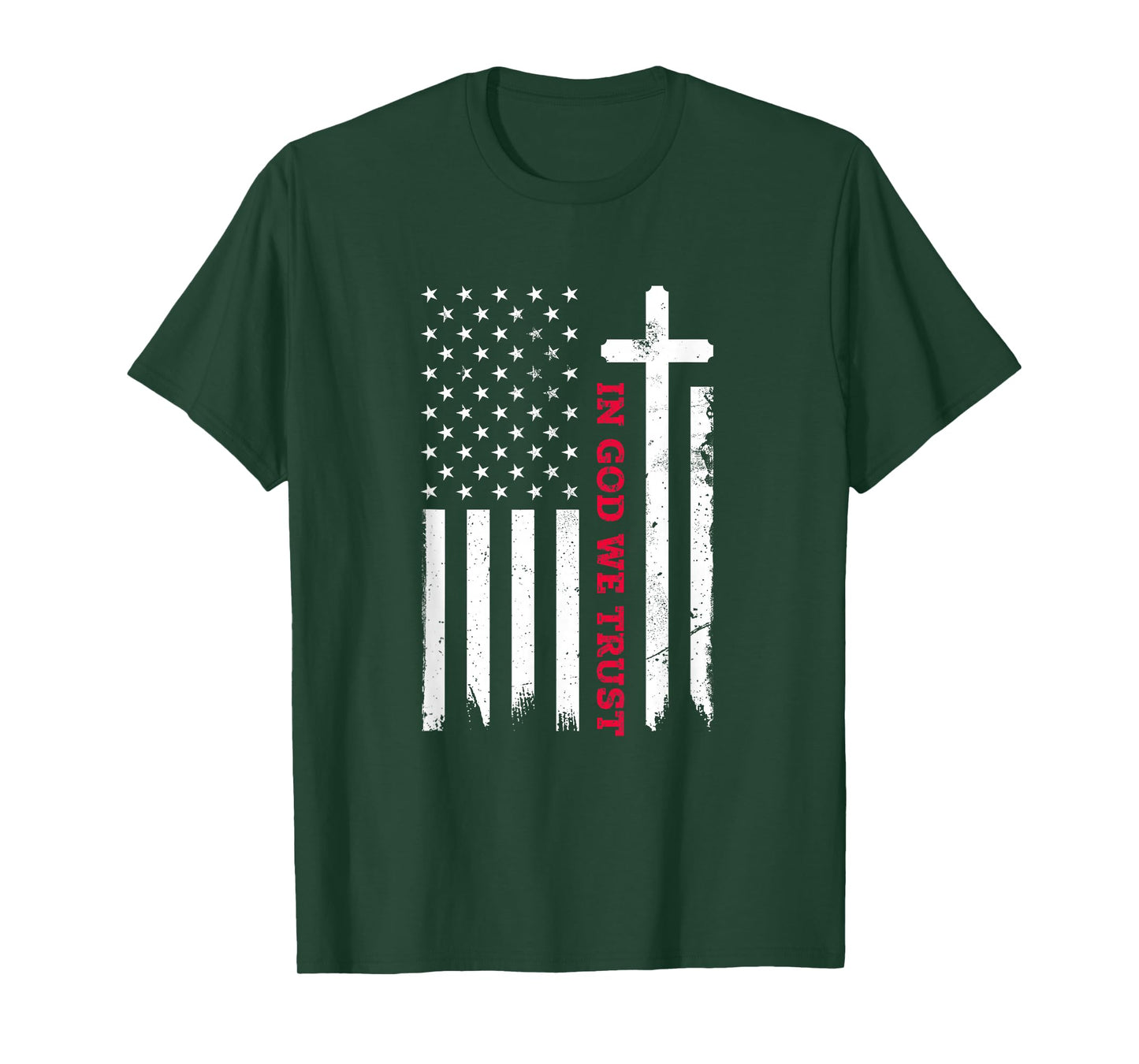 In God We Trust with Patriotic Vintage American Flag T-Shirt