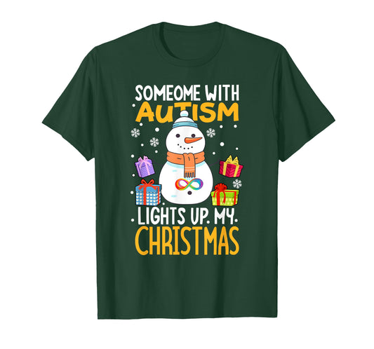 Autism awareness funny Snowman Xmas decor Christmas lights T-Shirt