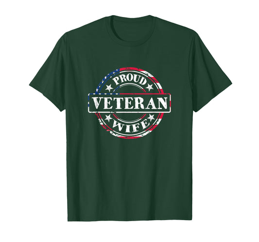 Proud Veteran Wife - American Flag Colors T-Shirt