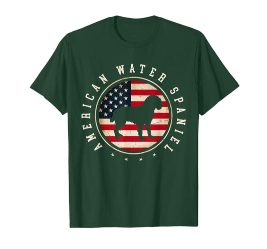 American Water Spaniel USA Flag 4th July Dog Mom Dad T-Shirt