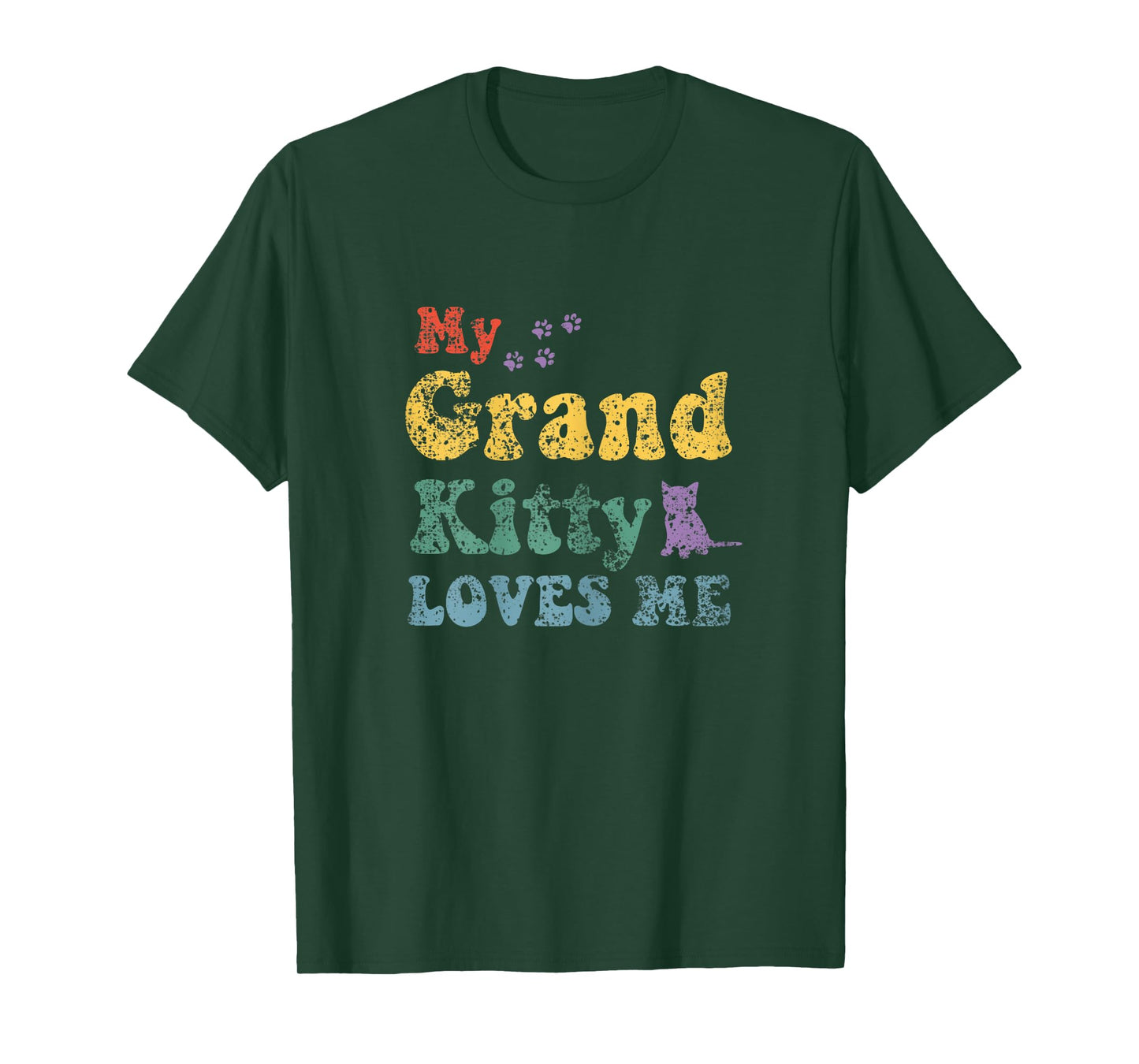 My Grandkitty Loves Me Grandma of Cat Kittens Retro Vintage T-Shirt for Women