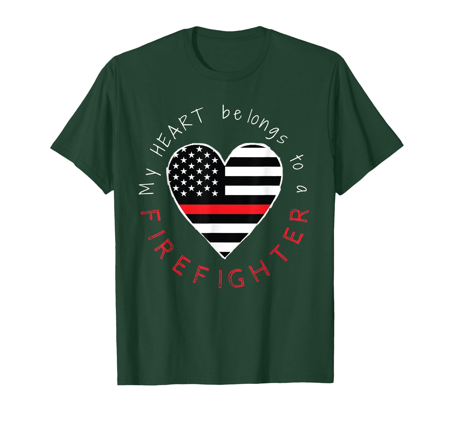 Firefighter Wife Girlfriend - Thin Red Line Heart - T-Shirt T-Shirt