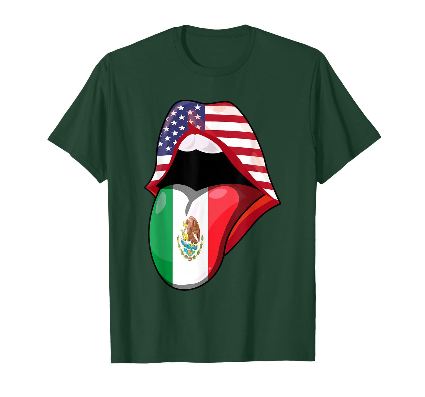 Mexican Women Roots American Grown Lips Flag USA Mexico T-Shirt