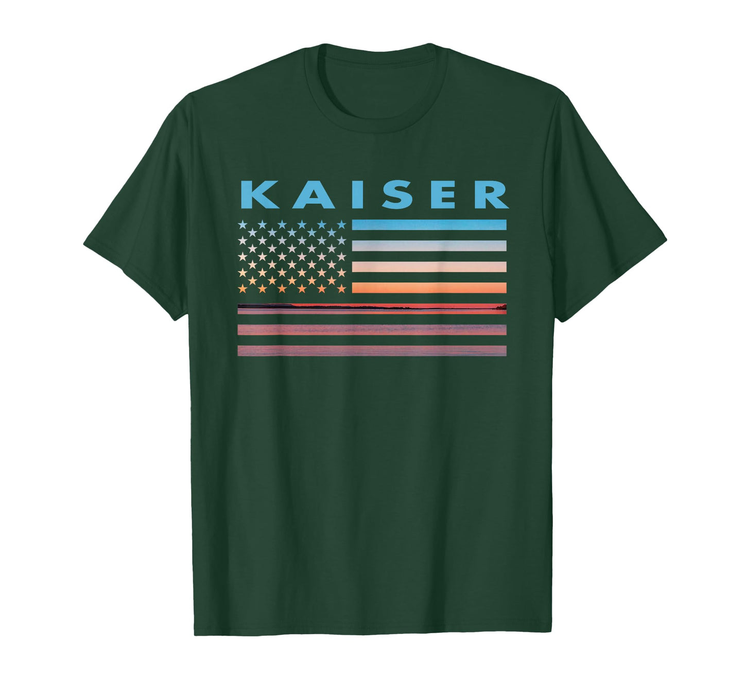 Vintage Sunset American Flag Kaiser, California T-Shirt