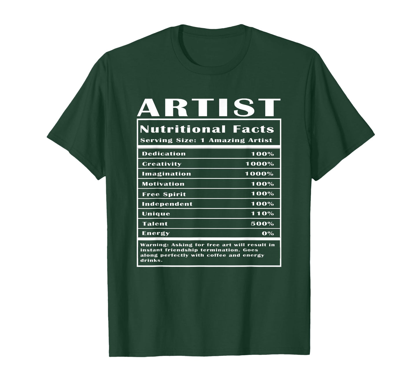 Artist Nutritional Facts T-Shirt
