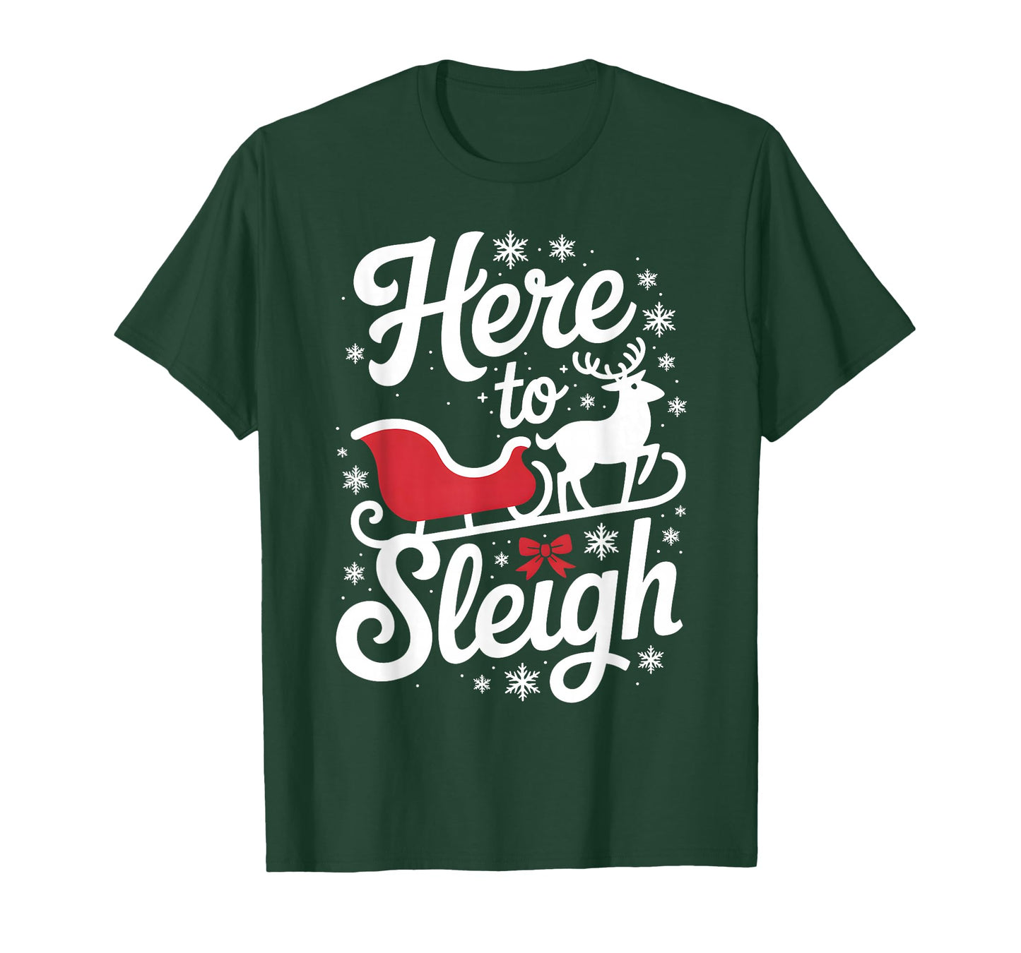 Here to Sleigh Funny Xmas Funny Slay Christmas Puns Reindeer T-Shirt