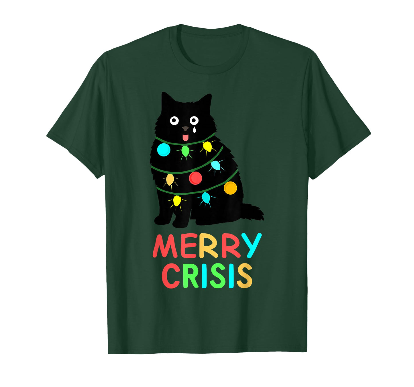 Cute Merry Crisis Cat Funny Ugly Christmas Holiday T-Shirt
