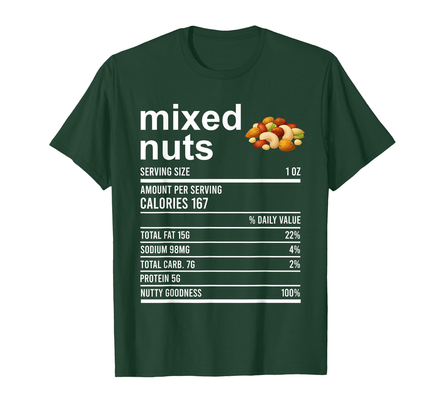 Funny Thanksgiving Food Apparel, Mixed Nuts Nutrition Fact T-Shirt
