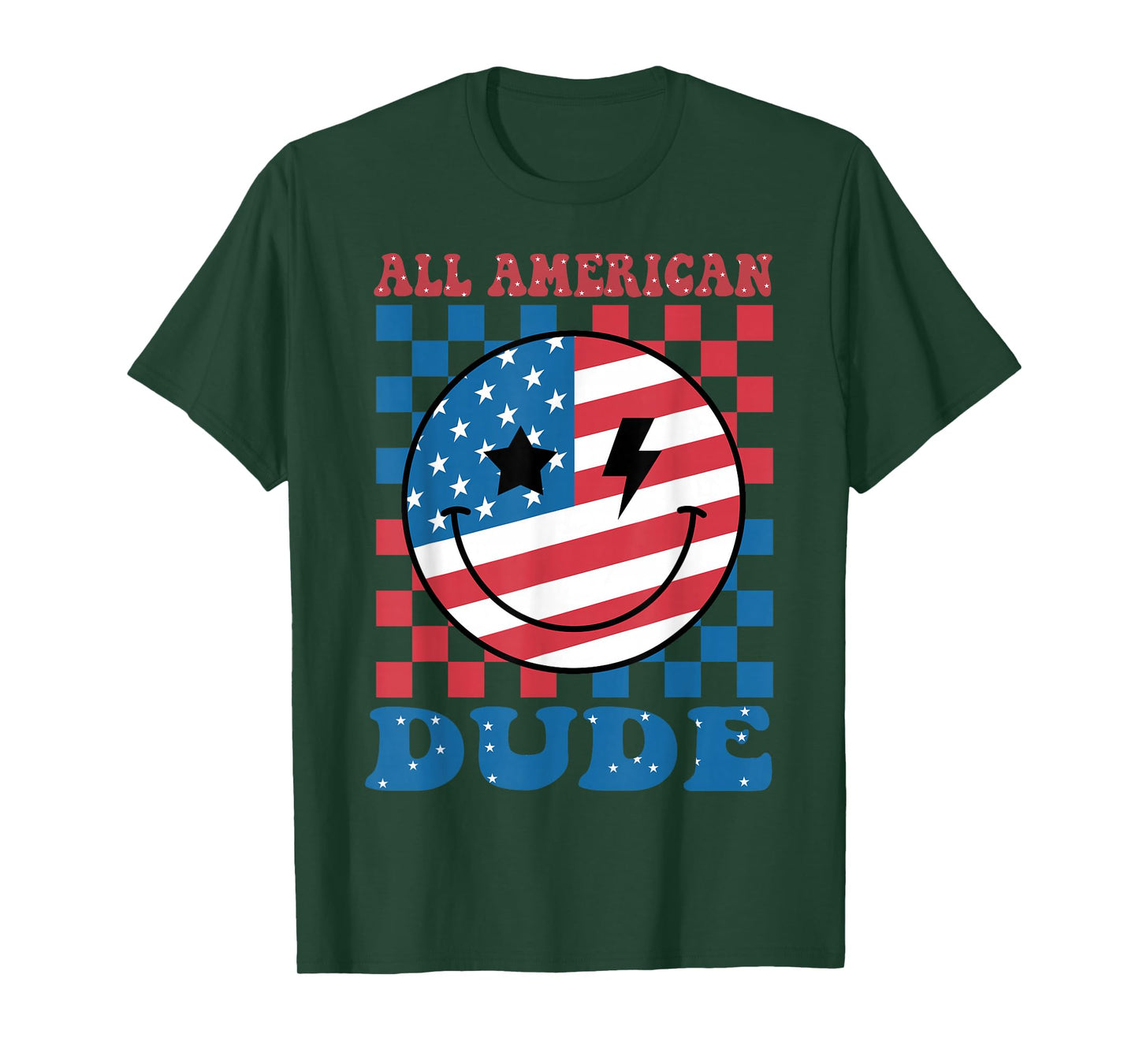 All American Dude Funny 4th July Boy Men USA Flag Patriotic T-Shirt