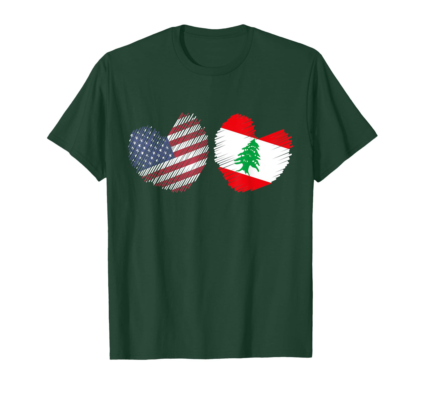 Lebanon USA Heart American Flag Lebanese Flag Love Heart T-Shirt